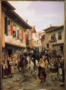 Russisch-Turkse oorlog van 1877-1878: Grootvorst Nikolaj Nikolajevitsj van Rusland in Veliko Tarnovo op 03/06/1877 in Bulgarije door Nikolai Dmitrievich Dmitriev Orenburgsky