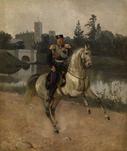 Ruiterportret van Keizer Alexander III in Gatchina door Nikolai Gustavovich Schilder