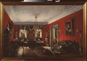 De tekenkamer in het Nashchokin-huis in Moskou