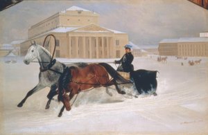 Paardenslee voor het Bolsjoj-theater in Moskou door Nikolai Jegorowitsch Swertschkow