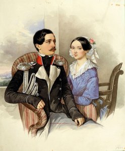 Portret van graaf Jakov Karlovich Sievers en gravin Vera Mikhaylovna door Nikolai Mikhailovich Alexeyev
