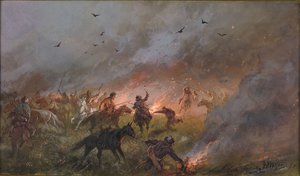 De nederlaag van de troepen van Pugachev bij Troitsk door Nikolai Nikolayevich Karasin