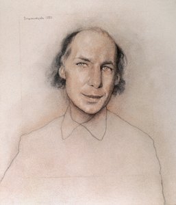 Portret van Russische schrijver Andrei Biely door Nikolai Nikolayevich Vysheslavtsev