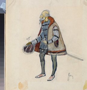 Voorbereidend kostuum, de gierige baron, voor het toneelstuk De gierige ridder van A. Poesjkin