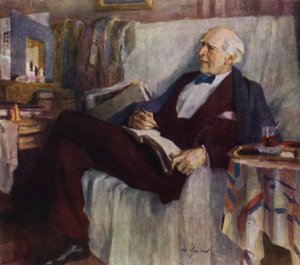 Portret van de Russische acteur en theaterregisseur Konstantin Stanislavski aan het werk