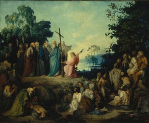 Sint Andreas de Apostel richt een kruis op in Kiev, 1848 door Nikolai Petrovich Lomtev