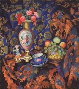 Stilleven met porselein en bloemen, 1913