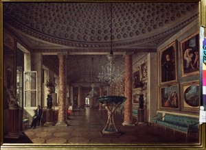 De schilderijengalerij in het Stroganov Paleis in Sint-Petersburg door Nikolai Stepanovich Nikitin