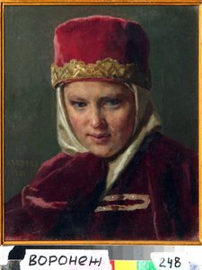 Boyarvrouw in traditionele Russische kleding door Nikolai Vasilievich Nevrev