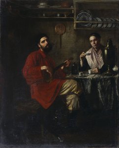 Huiselijke scène van het boerenleven, 1855 door Nikolai Vasilyevich Nevrev