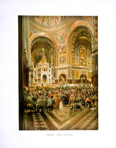 Inwijding van de Kathedraal van Christus de Verlosser. Kroning van Keizer Alexander III en Keizerin door Nikolai Yegorovich Makovsky