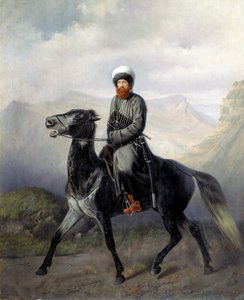 Portret van Imam Shamil (1797-1871), leider van de moslimstammen van de noordelijke Kaukasus