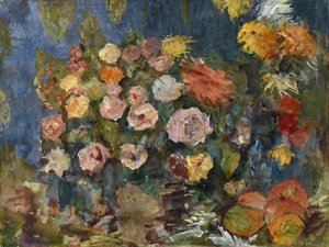 Stilleven met bloemen en fruit, 1907