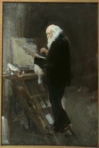 De schilder Nikolai Gay aan het werk