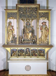 Groep houten sculpturen, van het Isenheim Altaarstuk, ca. 1490 door Nikolaus Hagenauer