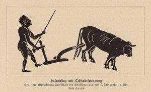 Oude Griekse os-getrokken ploeg door Nikosthenes