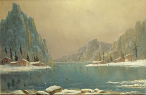 Schaatsers op een meer door Nils Hans Christiansen