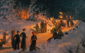 Sleeën met fakkel in Korketrekkeren door Nils Hansteen