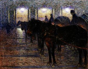 Paard en wagen buiten het Operahuis, Stockholm