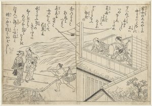 Theehuis langs een rivier door Nishikawa Sukenobu (attributed to)