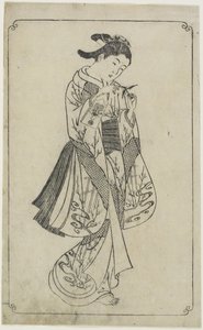 Courtisane met een Slagplank, 1739 door Nishikawa Sukenobu
