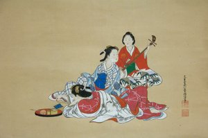 Drie schoonheden door Nishikawa Sukenobu