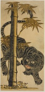 Bamboe en Tijger door Nishimura Shigenaga