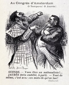 Ruzie tussen Jean Jaurès en Jules Guesde (Amsterdam socialistisch congres) door Noël Dorville, "Le Panache" 5/10/1904.