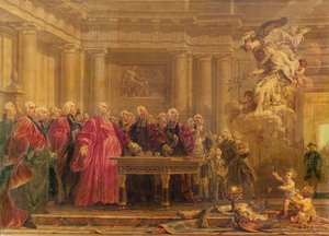 De Magistraten van Parijs Ontvangen Nieuws van de Vrede, 21 juni 1763 door Noel Halle