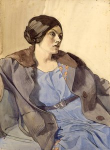 Portret van de Vrouw van de Kunstenaar, Celia Fiennes, eind jaren 1920 door Noel Rooke