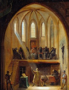 (detail) Galilei (1564-1642) voor het tribunaal van de inquisitie