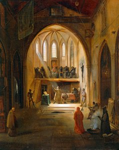 Galileo Galilei voor het Hof van Inquisitie, schilderij door Joseph Clerian (detail)