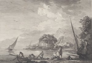 Uitzicht op de overblijfselen van de Tempel van Venus op het eiland Nisida dicht bij Pouzzol, 1761