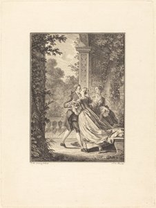 Zonder iets van dit mysterie te begrijpen door Noël Le Mire after Jean Michel Moreau