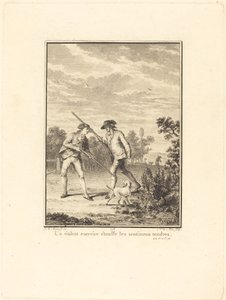 Een gewelddadige oefening verstikt de tedere gevoelens door Noël Le Mire after Jean Michel Moreau