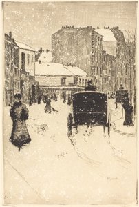 Boulevard Clichy in de Sneeuw door Norbert Goeneutte
