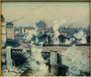 De brug van Europa en het station Saint-Lazare door Norbert Goeneutte