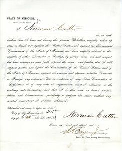 Loyaliteitseed van Norman Cutter uit Missouri, County of St. Louis