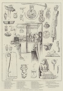 De tentoonstelling van Egyptische oudheden van Mr. Flinders Petrie