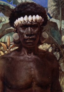 Portret van een kannibaal van de Salomonseilanden