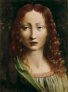 De Verlosser, schilderij van de Lombardische School. Eind 15e eeuw. Olie op hout. 25 cm x 18,5 cm. Madrid. Lazaro Galdiano Stichting. door Northern Italian School