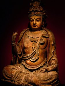 Geschilderde houten sculptuur van Boddhisatva, Song-dynastie (960-1279), Shanghai National Museum. Fotografie, Leonard de Selva, China, 2006 door Northern Song Dynasty Chinese School