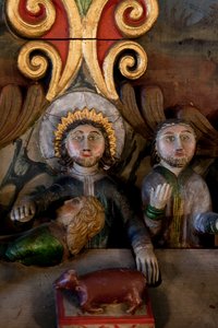Het Laatste Avondmaal, detail van het altaarstuk, Mo I Rana kerk door Norwegian School