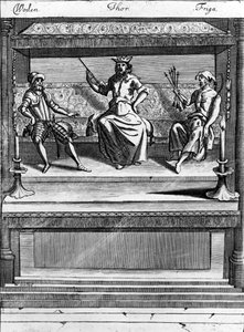 Woden, Thor en Friga, 1670-1680 door Norwegian School