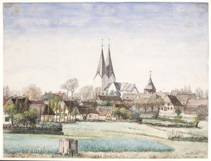 Dorp met kerk. Broager