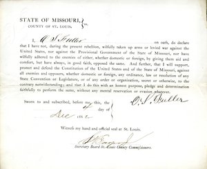 Loyaliteitseed van O. S. Fuller uit Missouri, County of St. Louis