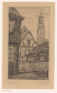 Stadsgezicht met de toren in Weimar door Octavia Cornelia Suzanna Hofstede de Groot (signed by artist)