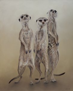 Stokstaartjes, 2014 (acryl op gegessuurd hout)