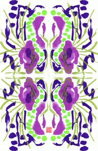 Paars Groene Bloemenpatroon door Odilia W. Y. Fu