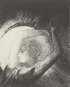 Een Vrouw gekleed door de Zon door Odilon Redon